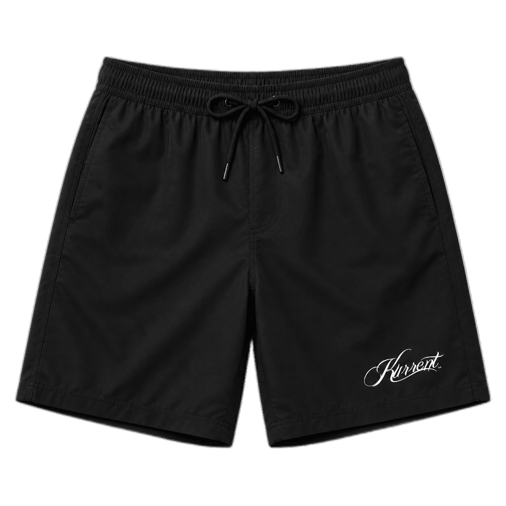 Kurrent board shorts with script leg print