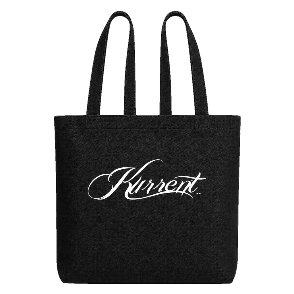 Kurrent canvas tote with script print