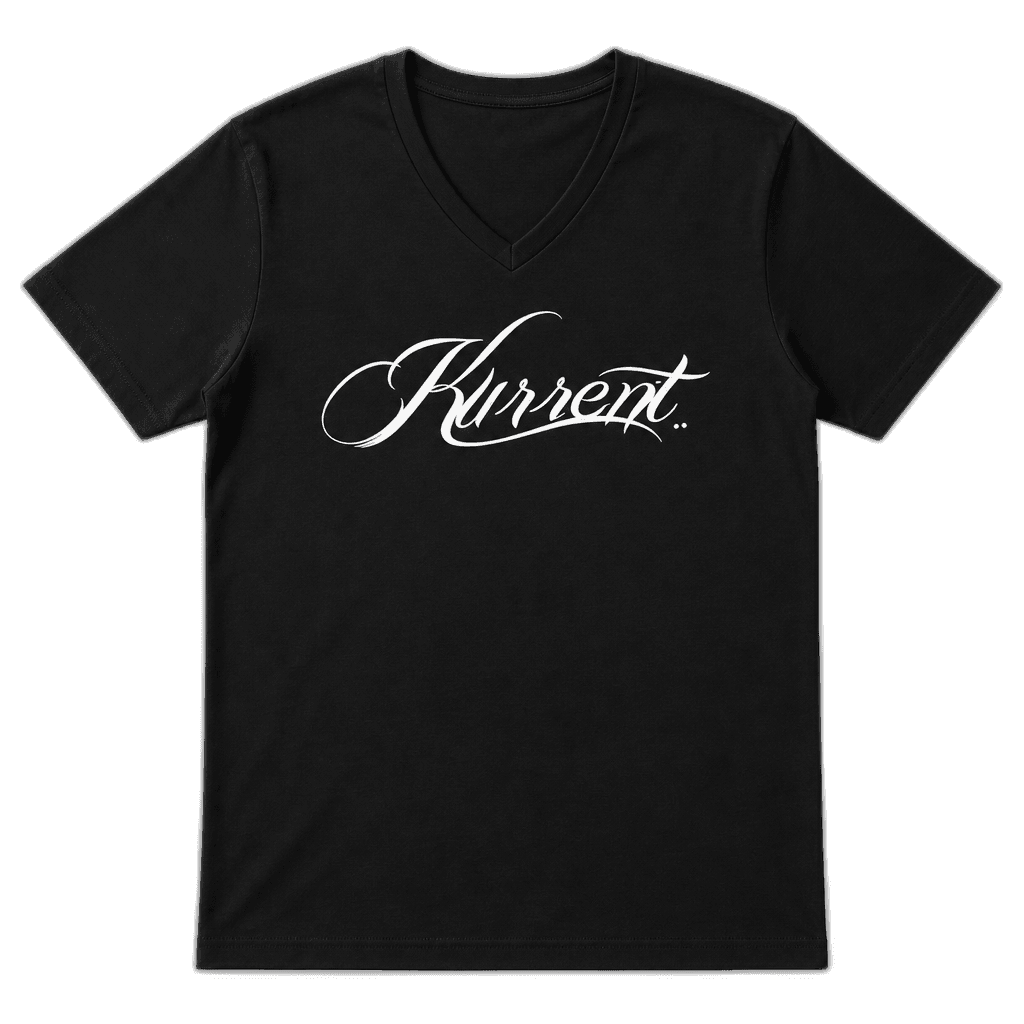 Kurrent V-neck tee with script chest print